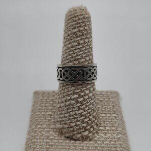 Size 7.75 Sterling Silver Solid Celtic Pattern Band Ring A2752